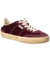 Golden Goose Soul-star Distressed Suede And Leather-trimmed Velvet Sneakers In Red