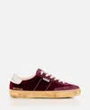 Golden Goose Soul-star Distressed Suede And Leather-trimmed Velvet Sneakers In Red