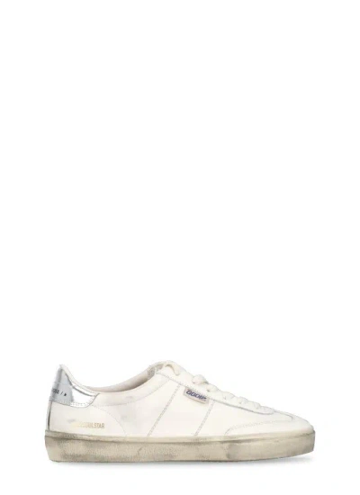 Golden Goose Soul-star Distressed Glittered Leather Sneakers In White
