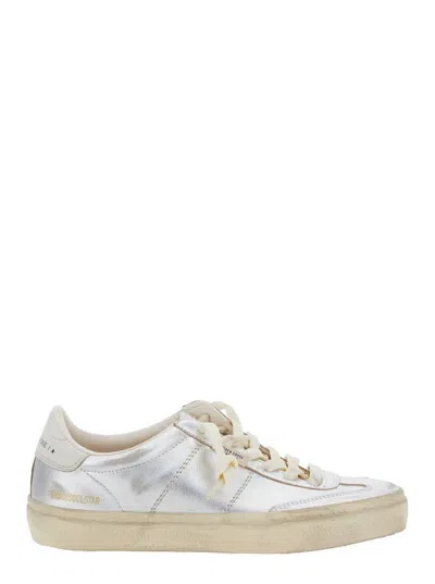 Golden Goose 'soulstar' Metallic Low Top Sneakers With Logo Patch On The Tongue And Logo Lettering On Side And He