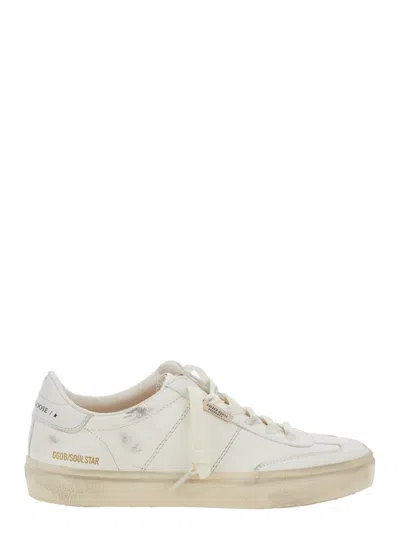 Golden Goose 'soulstar' White Low Top Sneakers With Logo Patch On The Tongue And Logo Lettering On Side And Heel 