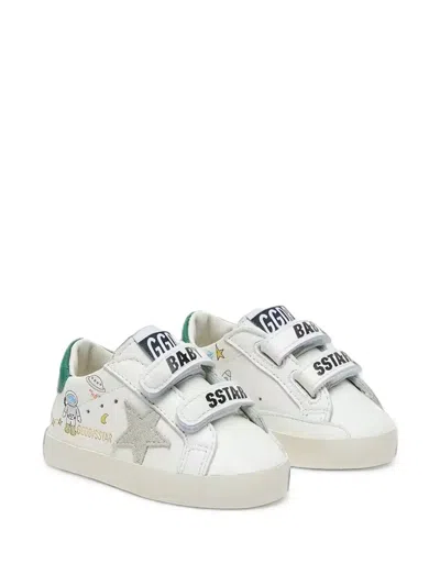 Golden Goose Kids' Space-print Leather Sneakers In White