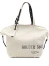 Golden Goose Spacious Beige Handbag With Dual Handles And Adjustable Strap In White