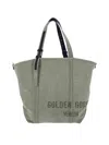 Golden Goose Spacious Green Cotton Tote With Leather Accents In Green