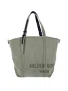 Golden Goose Spacious Green Cotton Tote With Leather Accents In Green