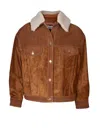 Golden Goose Journey Suede Jacket With Removable Collar In Brown