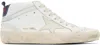 Golden Goose Mid Star High-top Casual Shoes In White/ivory/silver/b