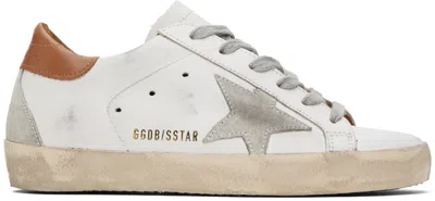 GOLDEN GOOSE SSENSE EXCLUSIVE WHITE & BROWN SUPER-STAR SNEAKERS