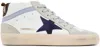 Golden Goose Mid Star High-top Casual Shoes In White/dark Blue/ice/