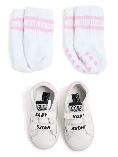Golden Goose Kids' Sstar Colour-block Sneakers (set Of Two) In White