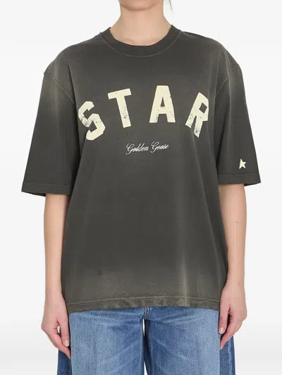 Golden Goose Black Vintage-effect Star T-shirt In Multi