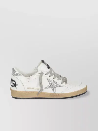 Golden Goose Star Ball Leather Sneakers Glitter In White