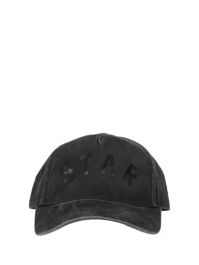 Golden Goose Star Baseball Cap/ Washed Cotton Twill/ Star Logo In Black