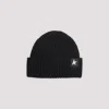 Golden Goose Mans Ribbed Black Wool Hat With Logo In Black