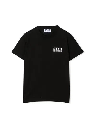 Golden Goose Kids' Star/ Boys T-shirt S/s Logo/ Big Star Printed In Black