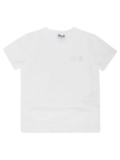 Golden Goose Kids' Star/ Boys T-shirt S/s Logo/ Big Star Printed In White/ Silver