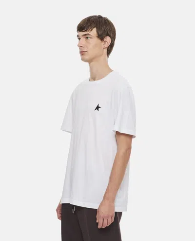 Golden Goose White T-shirt With Round Neck And One Star Logo Print On The Front In Cotton Man