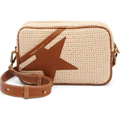 Golden Goose Star Crochet Crossbody Camera Bag In Beige/brown