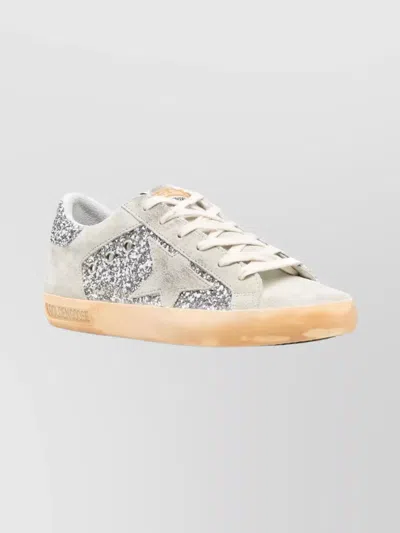 GOLDEN GOOSE STAR DESIGN SUEDE AND GLITTER SNEAKERS