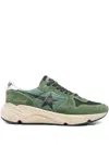Golden Goose Running Sole Nylon And Net Upper Suede Toe And Spur Printed Star Nappa Heel Sneakers Green In Green