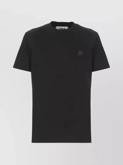 Golden Goose Star Detail Short Sleeve Cotton Top In Black