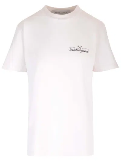 Golden Goose Star Detail T-shirt In Bianco E Nero