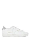 Golden Goose Star-embellished Leather Sneakers With Glitter Heel In White