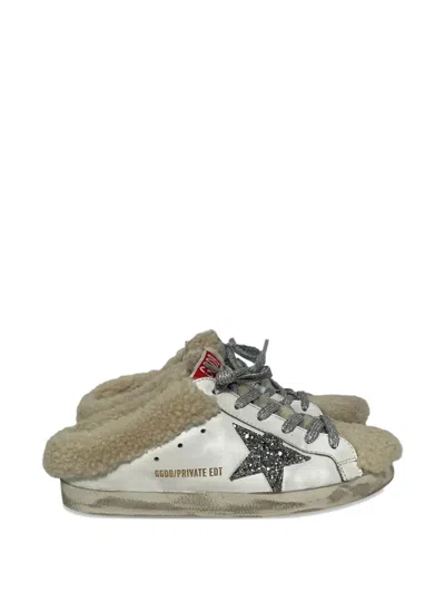 Pre-owned Golden Goose Star-embellishment Lace-up Mules In White