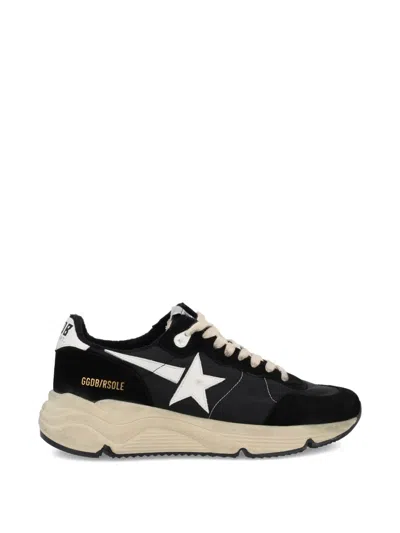Golden Goose Running Sole Leather-trimmed Suede And Shell Sneakers In Black