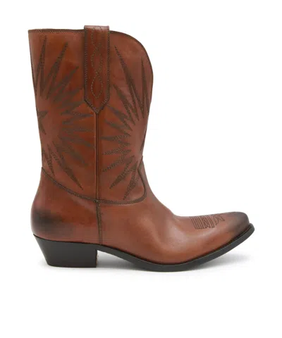 GOLDEN GOOSE STAR-EMBROIDERED LEATHER BOOTS