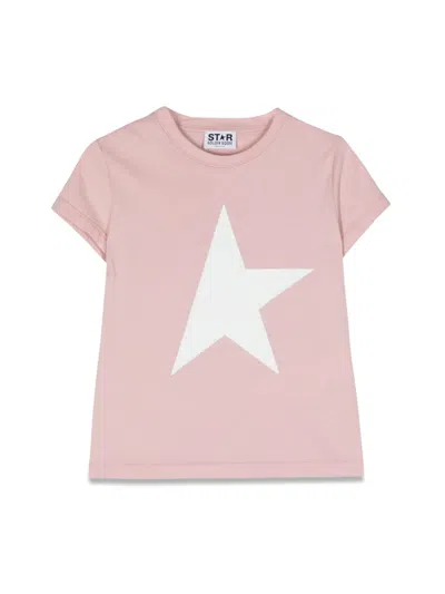 Golden Goose Kids' Star/ Girls T-shirt S/s Logo/ Big Star Printed/ Logo In Pink