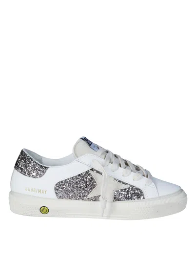 Golden Goose Star Glitter Mini Heel Sneakers In White
