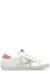 Golden Goose Super Star Leather Upper Glitter Star Cocco Printed Heel Shoes In Bianco