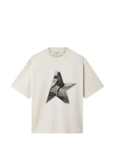 Golden Goose Deluxe Brand Women Cotton T-shirt With Print On The Front In Pink