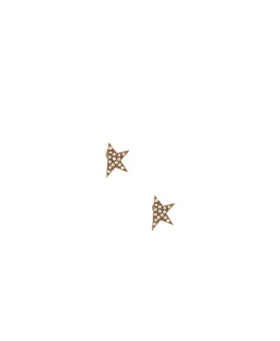 Golden Goose Star Jewelmates Collection Stud Earrings In Old Gold Color With Decorative Crystals In Yellow