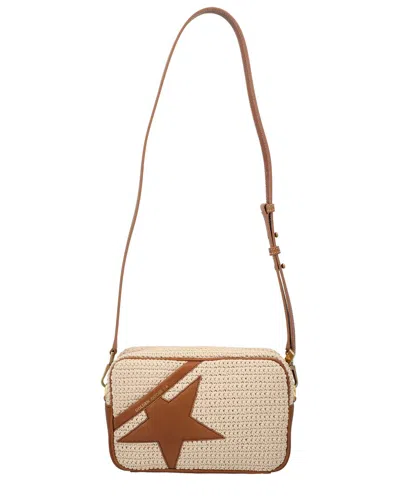 Golden Goose Star Knit & Leather Shoulder Bag In Beige