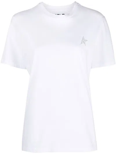 Golden Goose Star Logo Print In Cotton In White