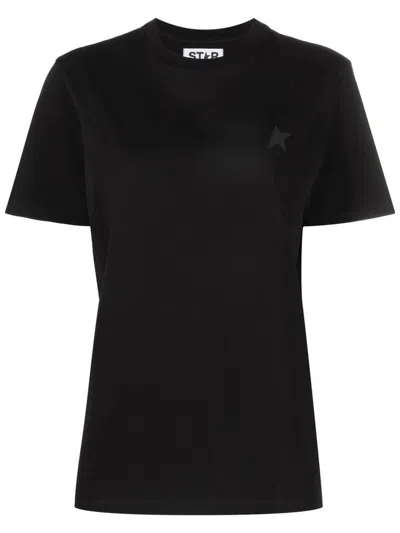 Golden Goose Star Logo Print T-shirt In Cotton In Black
