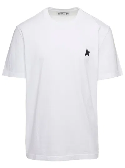 Golden Goose White T-shirt With Round Neck And One Star Logo Print On The Front In Cotton Man