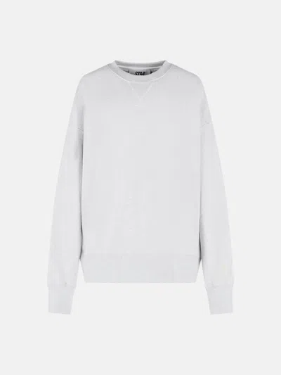Golden Goose 'star' Melange Grey Cotton Sweatshirt In White