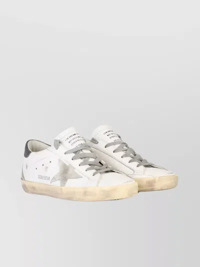 Golden Goose Star Motif Distressed Leather Sneakers In White