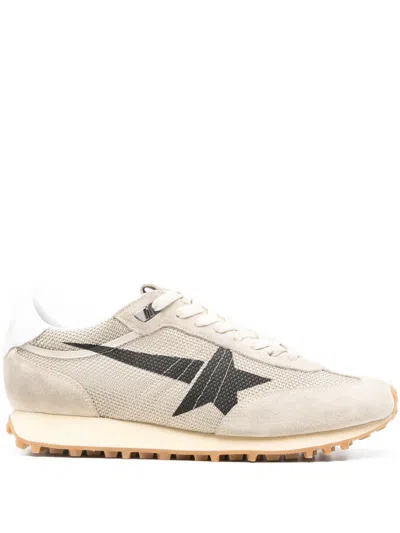 Golden Goose Deluxe Brand Men Beige Mesh And Suede Running Marathon Sneakers In Brown