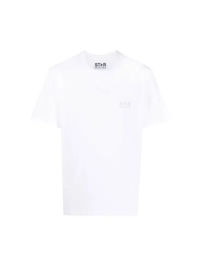 Golden Goose Star M`s Regular T-shirt / Logo/ Big Star Back/ Glitter In White Silver