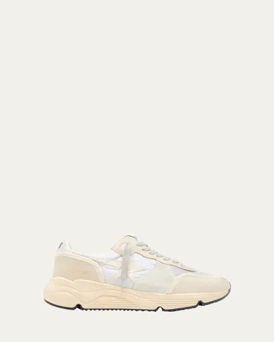Golden Goose Star Nylon Leather Running Sneakers In Silver/ice/buttercre