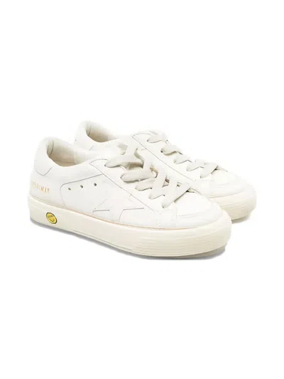 Golden Goose Kids' Star-patch Lace-up Sneakers In White