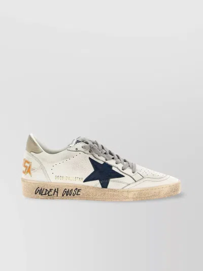 Golden Goose Ballstar Nappa Upper Toe And Spur Suede Star Leather Heel Sneakers Beige In White