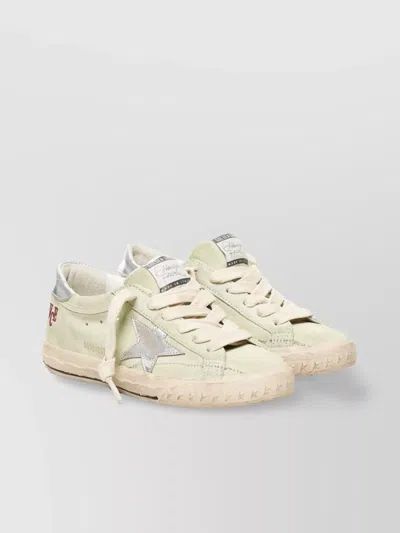 Golden Goose Star Patch Round Toe Suede Sneakers In Green