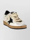 Golden Goose Ballstar Black And White Low Top Sneakers With Star Patch On The Side And Contrasting Heel With Writ In Multi