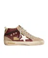 Golden Goose Deluxe Brand Women Mid Star Classic High-top Suede Sneakers With Glitter Inserts In Nude