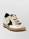 Golden Goose Ballstar Black And White Low Top Sneakers With Star Patch On The Side And Contrasting Heel With Writ In Neutral